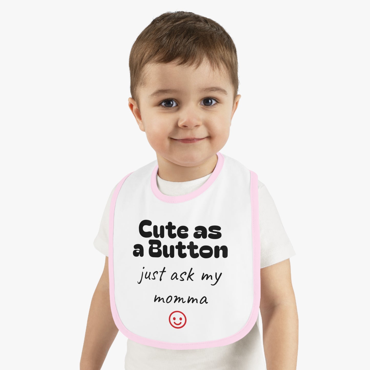 Cute as a Button Baby Bib - Stylish Jersey Bib for Messy Eaters