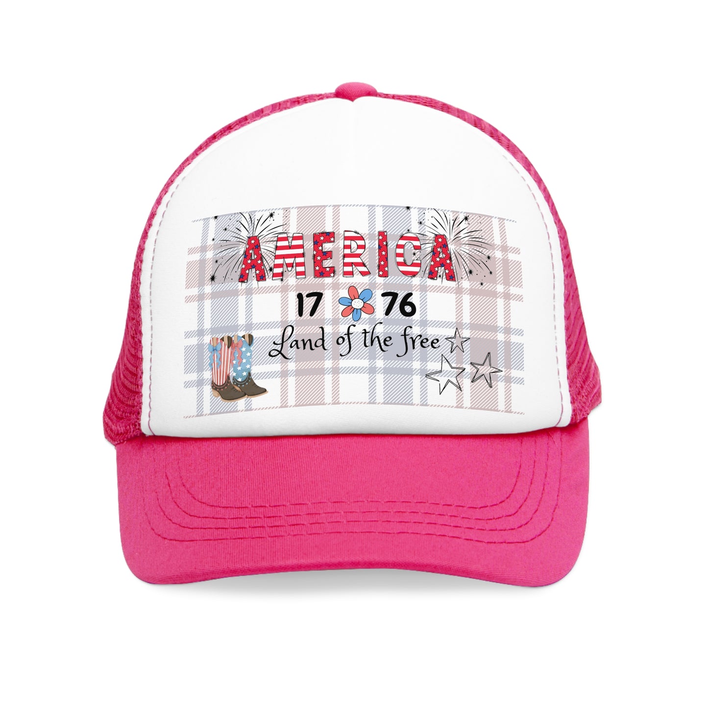 Patriotic Mesh Cap, USA Trucker Hat, 4th of July Gift, Independence Day Apparel, America Land of the Free Hat