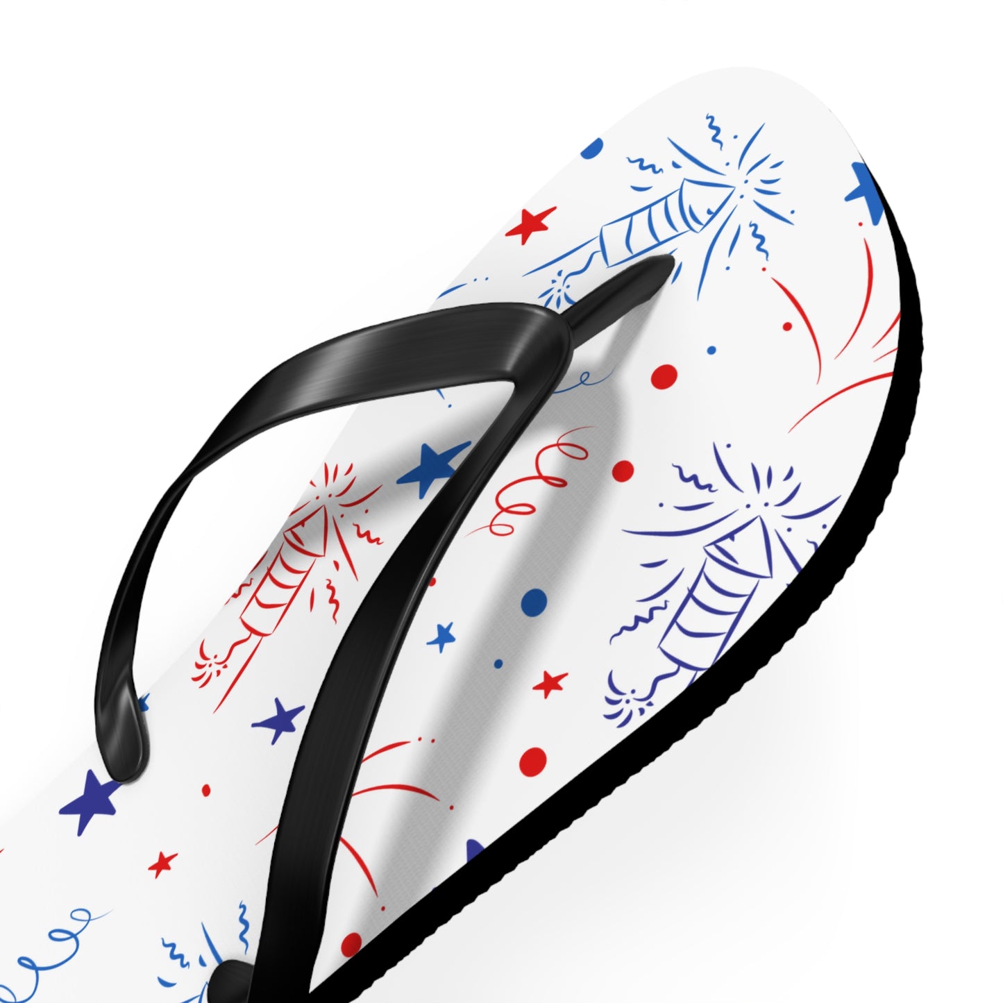 Patriotic Flip Flops with Fireworks Design - Perfect for Summer Celebrations