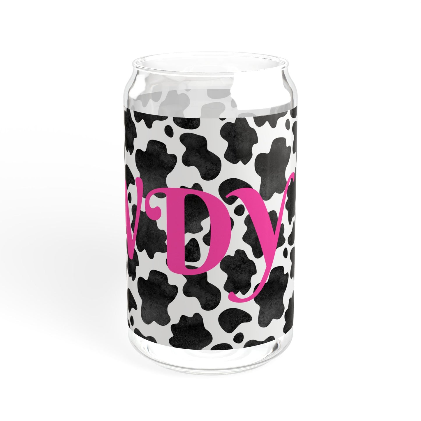 Cute Cow Print Sipper Glass with Straw - 16oz