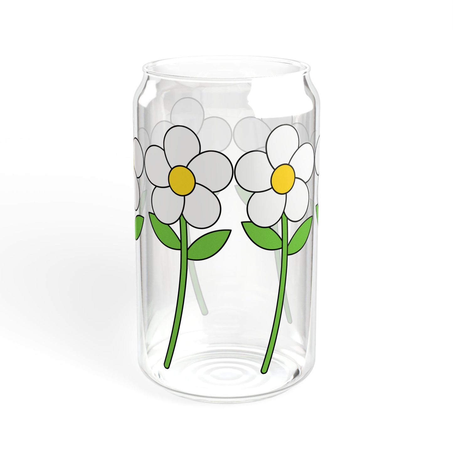Floral Sipper Glass - 16oz Eco-Friendly Drinkware with Bamboo Lid