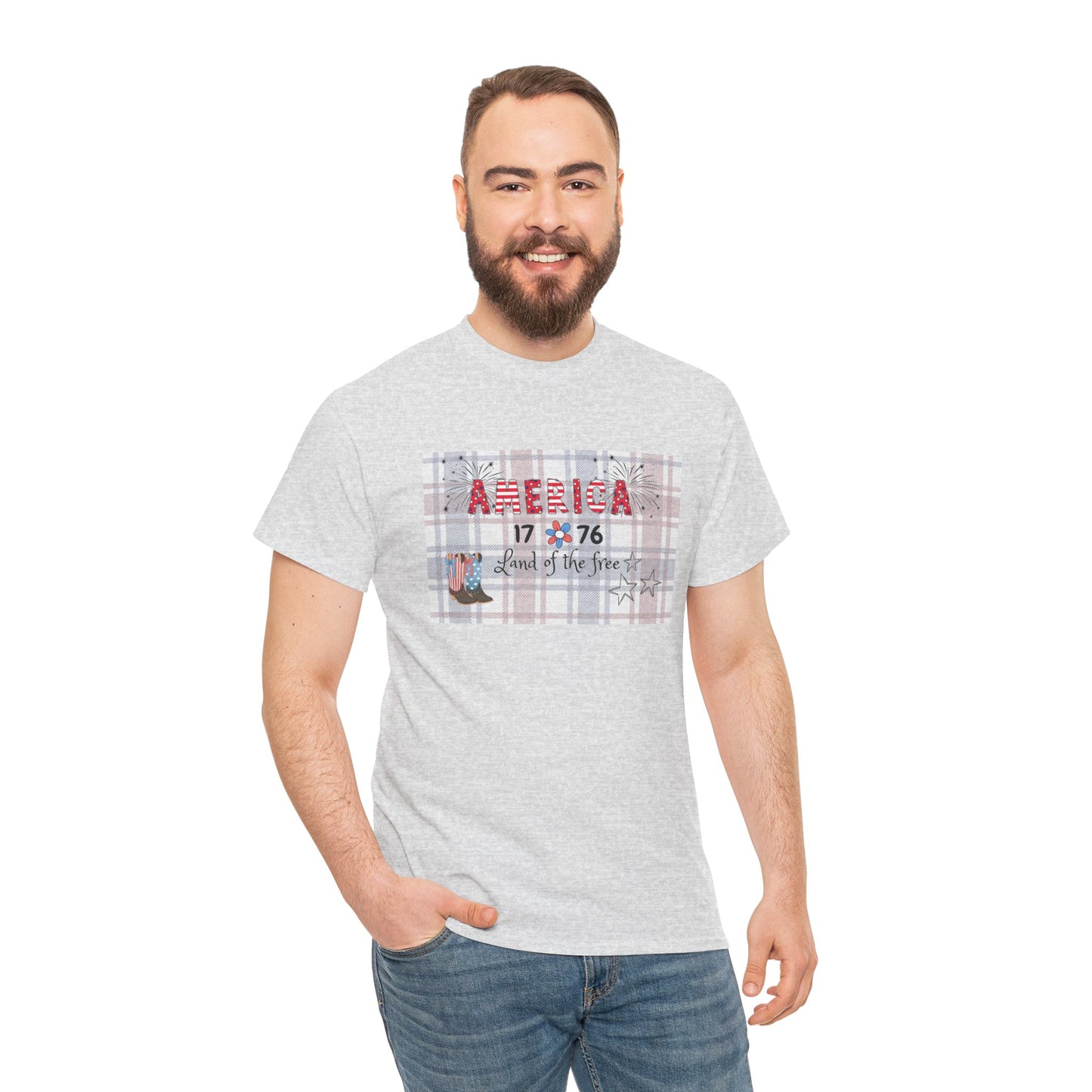 Patriotic Unisex Heavy Cotton Tee | America 1776 Land of the Free