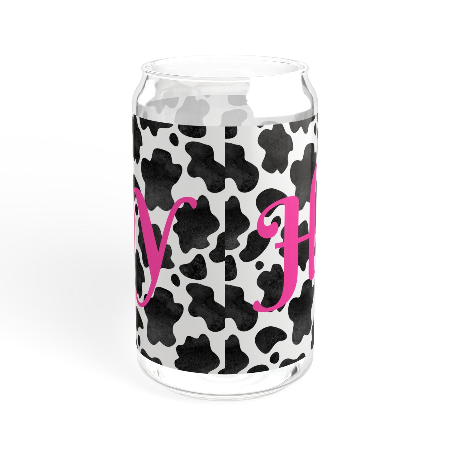 Cute Cow Print Sipper Glass with Straw - 16oz
