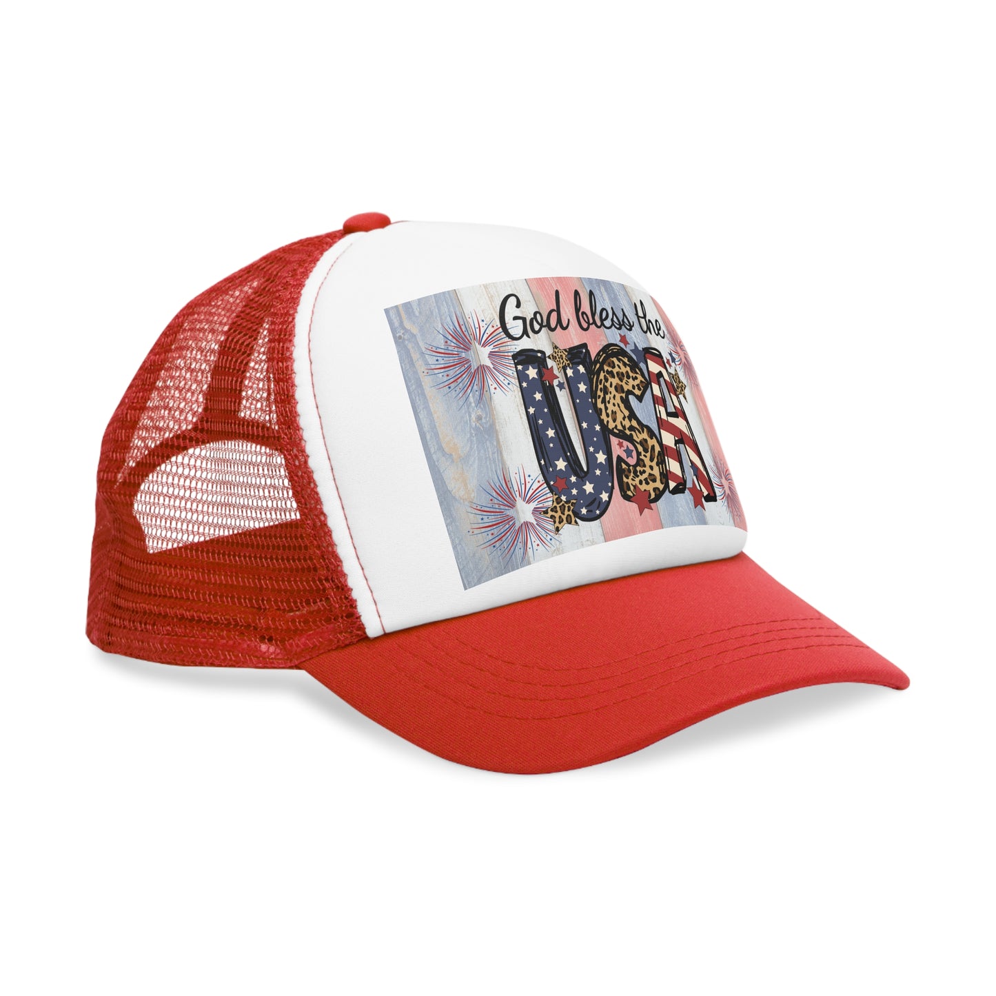 God Bless the USA Mesh Cap, Patriotic Hat, Americana Cap, 4th of July Accessory, Summer Festival Gear
