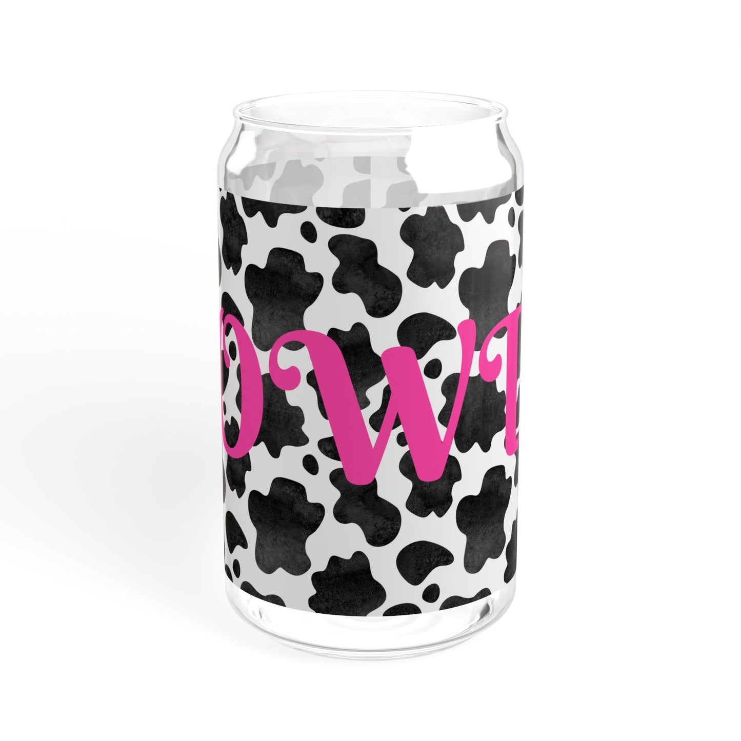 Cute Cow Print Sipper Glass with Straw - 16oz
