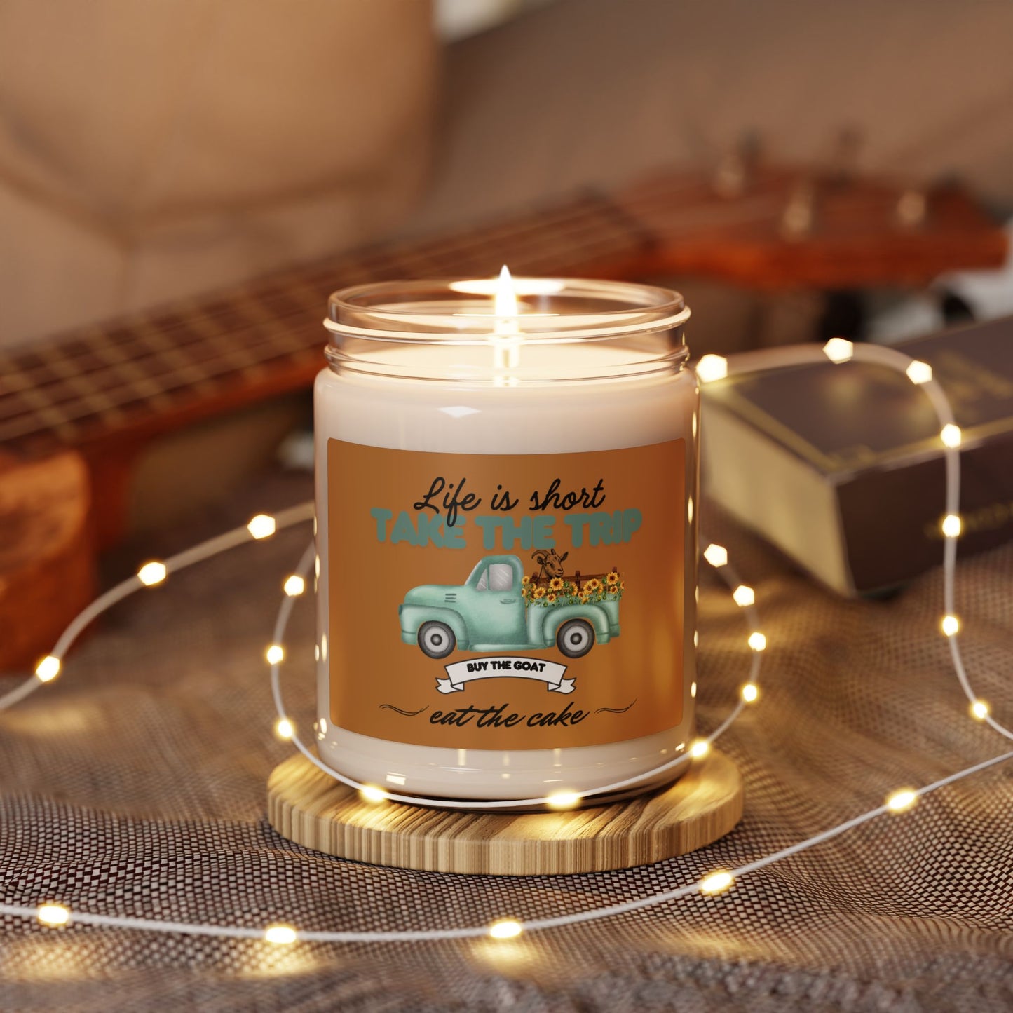 Scented Soy Candle - "Life is Short, Take the Trip" - Eco-Friendly 9oz