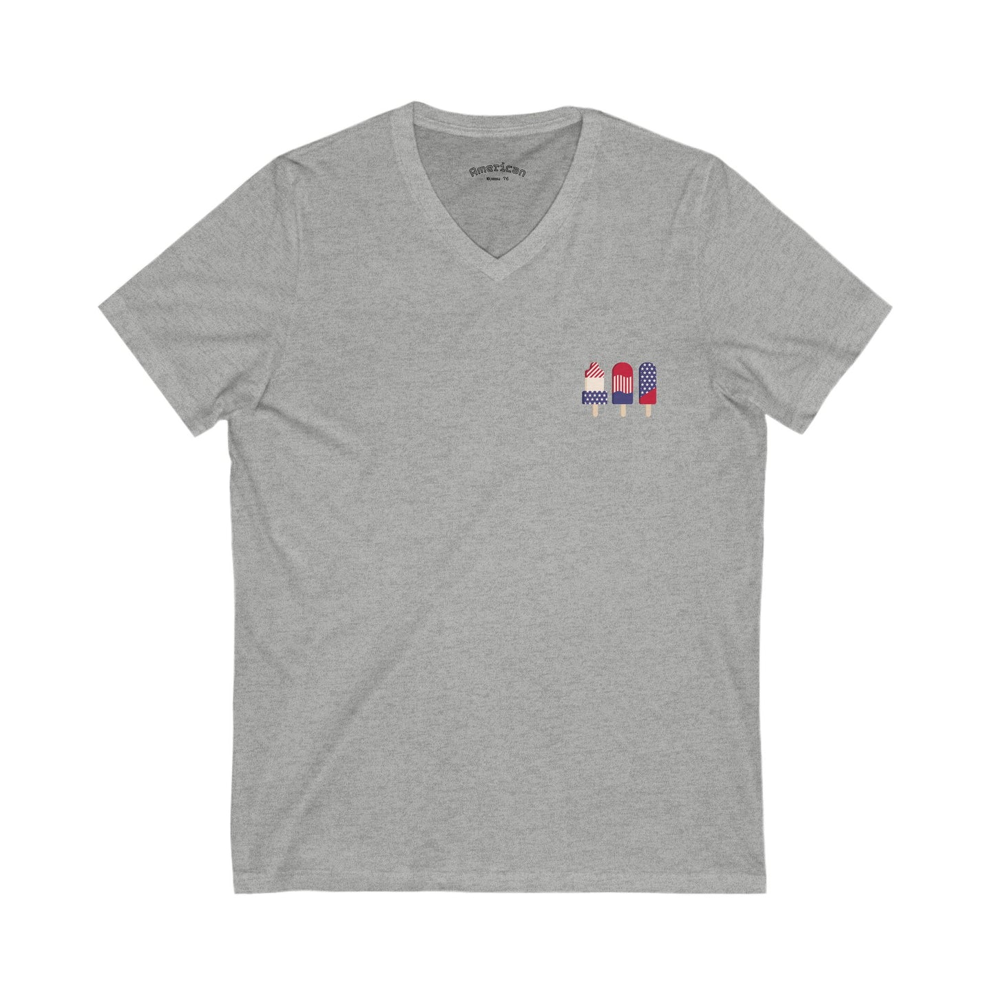 Patriotic Love Tee - Unisex V-Neck with Ice Cream and Donut Design