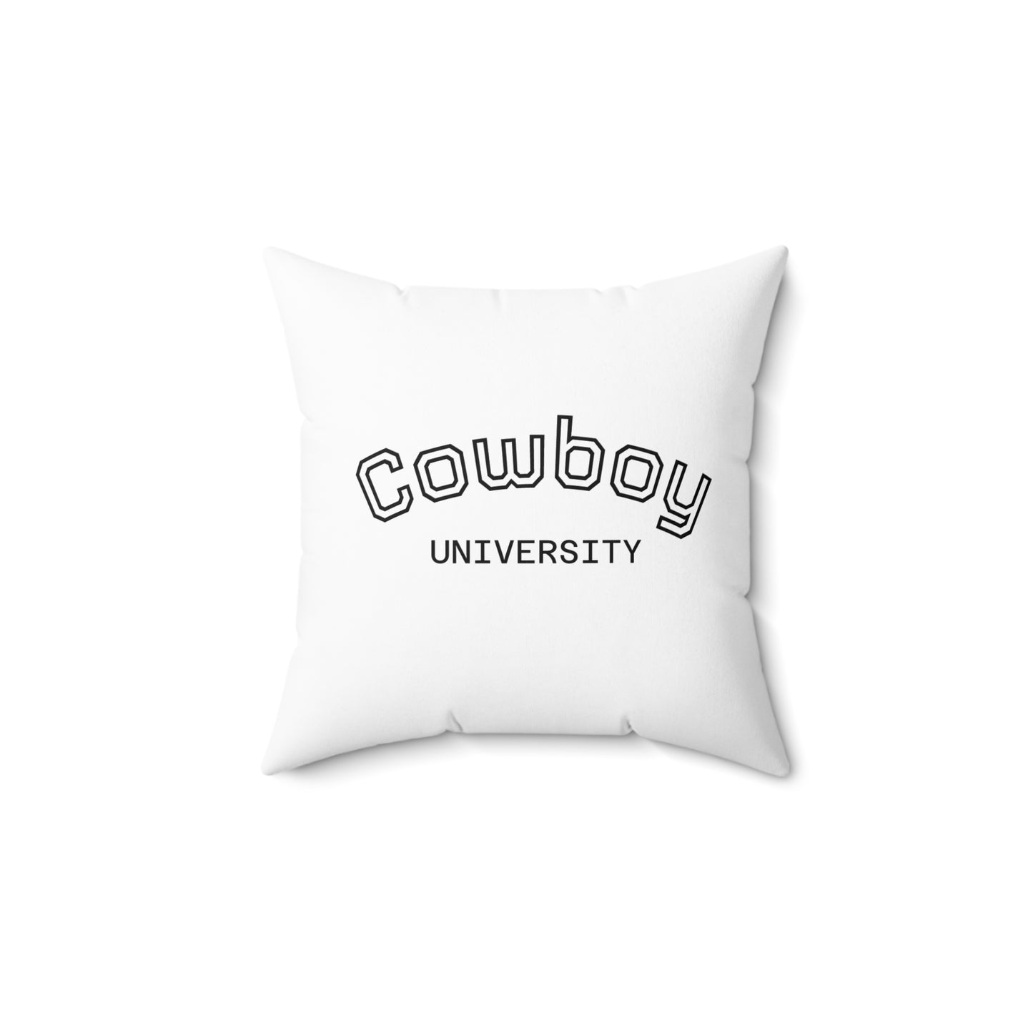 Cowboy University Square Pillow - Rustic Home Decor with Cow Print