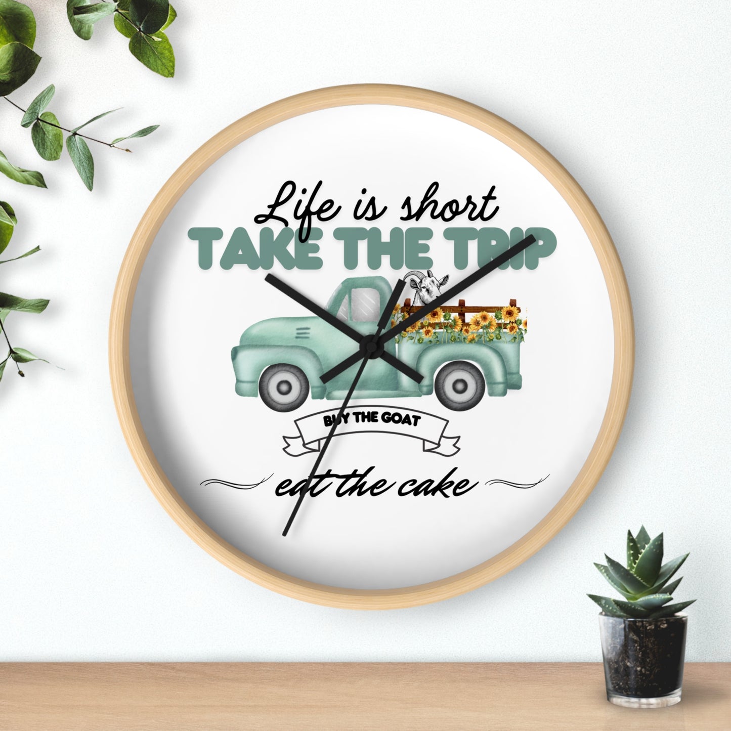 Rustic Farmhouse Wall Clock - 'Life is Short, Take the Trip' Decor for Home