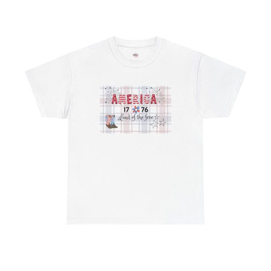 Patriotic Unisex Heavy Cotton Tee | America 1776 Land of the Free
