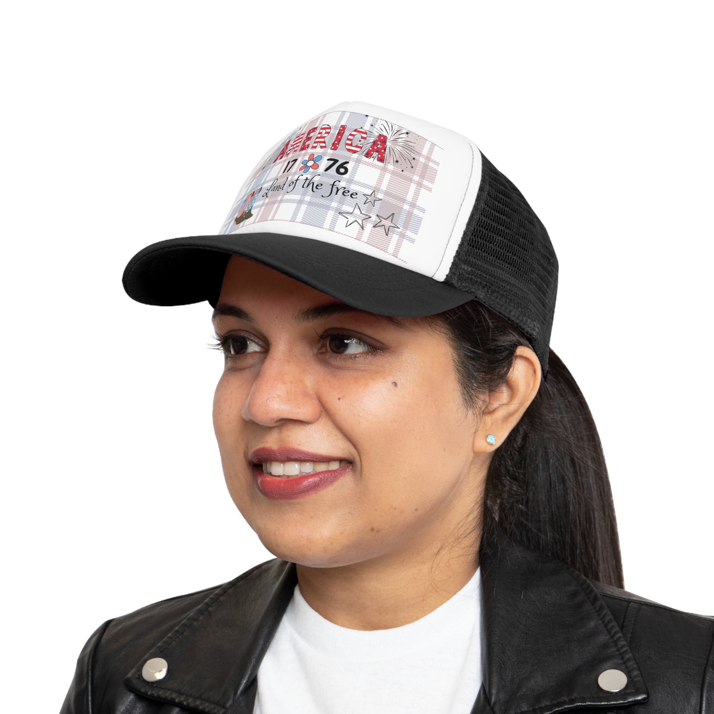 Patriotic Mesh Cap, USA Trucker Hat, 4th of July Gift, Independence Day Apparel, America Land of the Free Hat