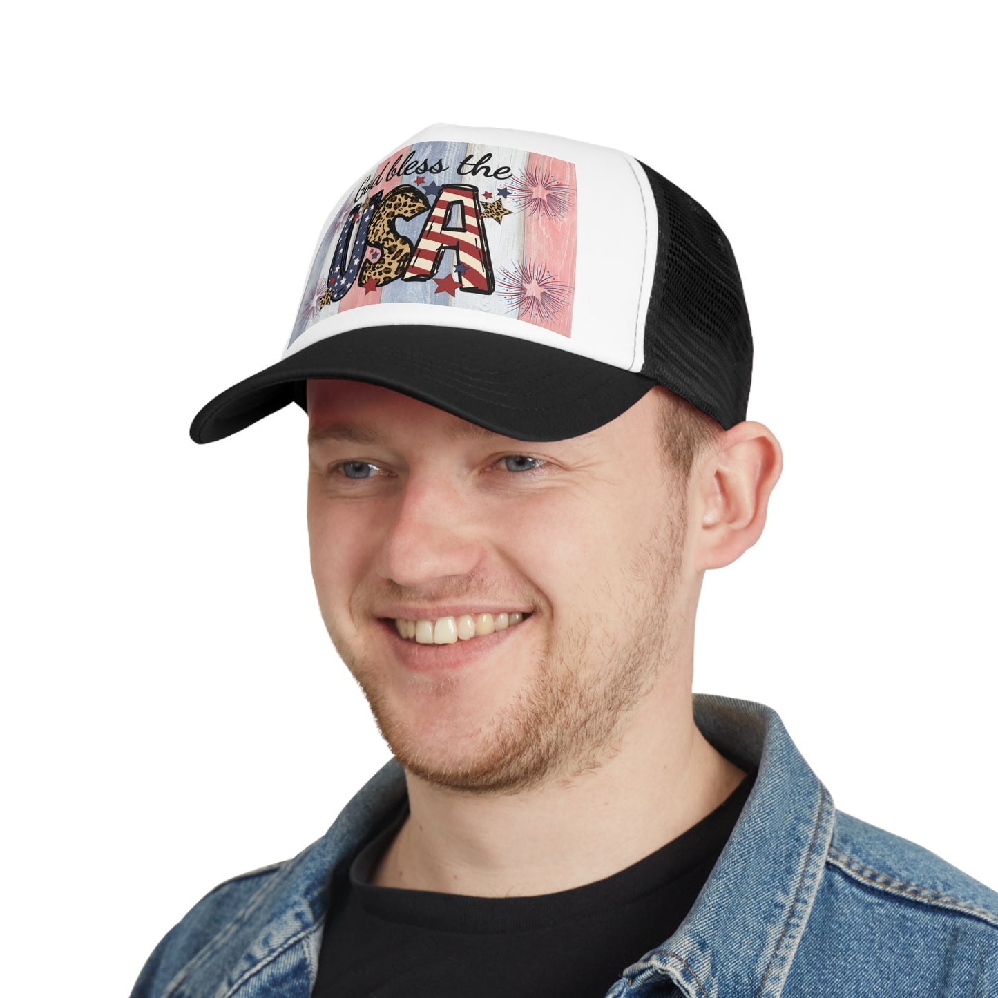 God Bless the USA Mesh Cap, Patriotic Hat, Americana Cap, 4th of July Accessory, Summer Festival Gear