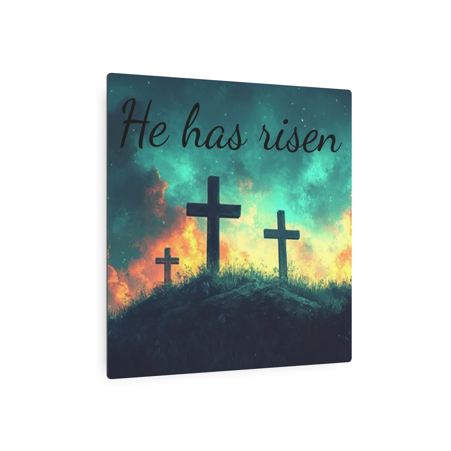 Inspirational Metal Art Sign with Cross Design