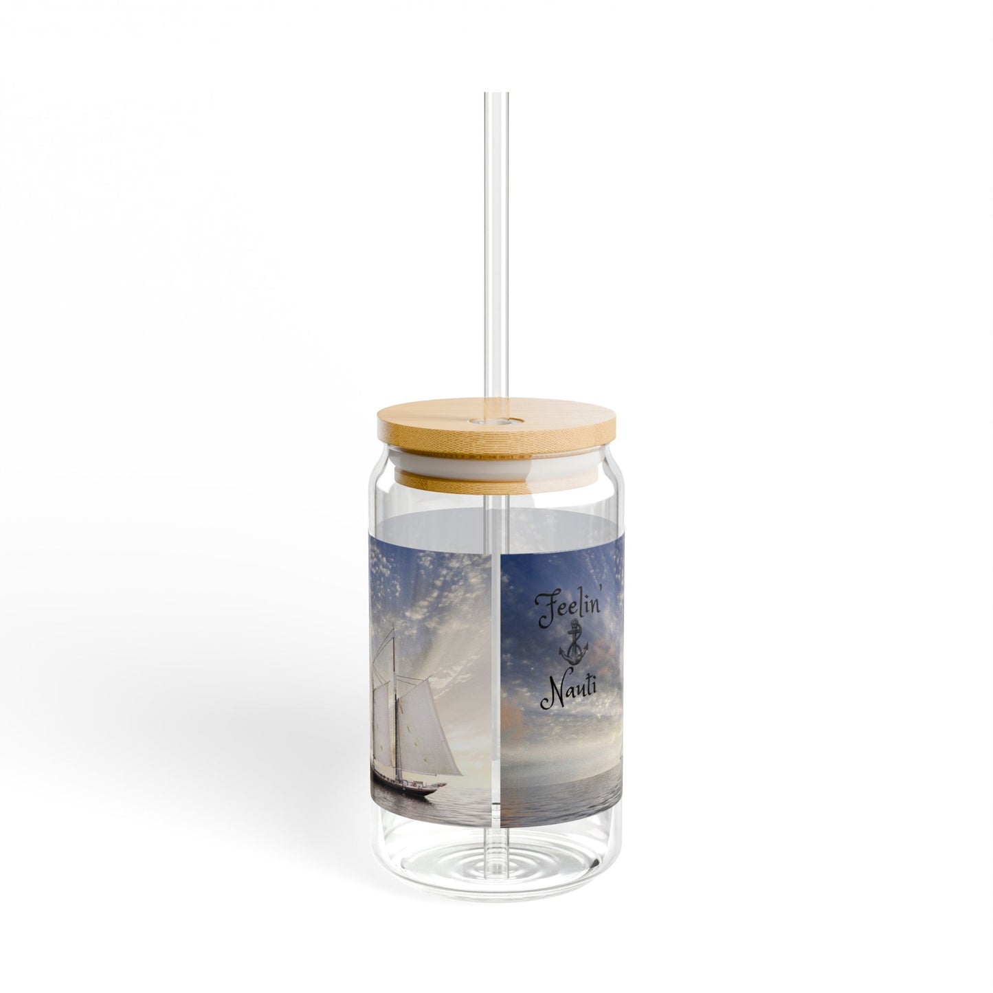 Nautical Sipper Glass, Eco-Friendly Drinking Jar, Coastal Decor, Perfect for Summer Parties, Beach Lovers Gift, Outdoor Adventures