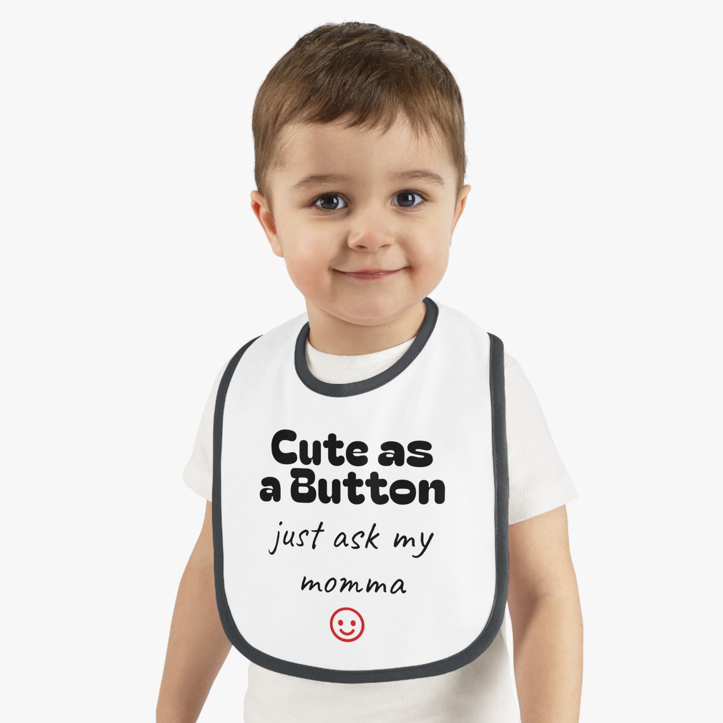 Cute as a Button Baby Bib - Stylish Jersey Bib for Messy Eaters