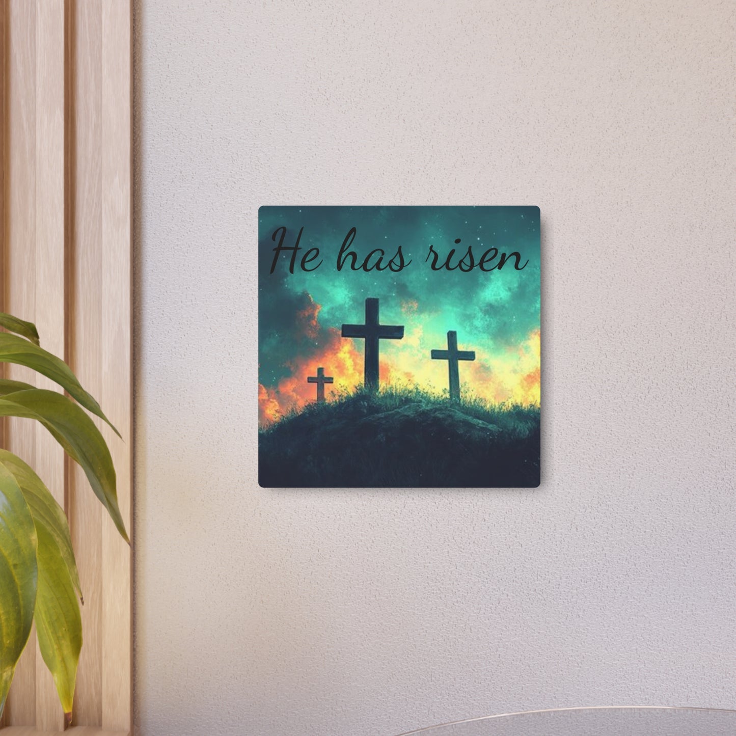 Inspirational Metal Art Sign with Cross Design