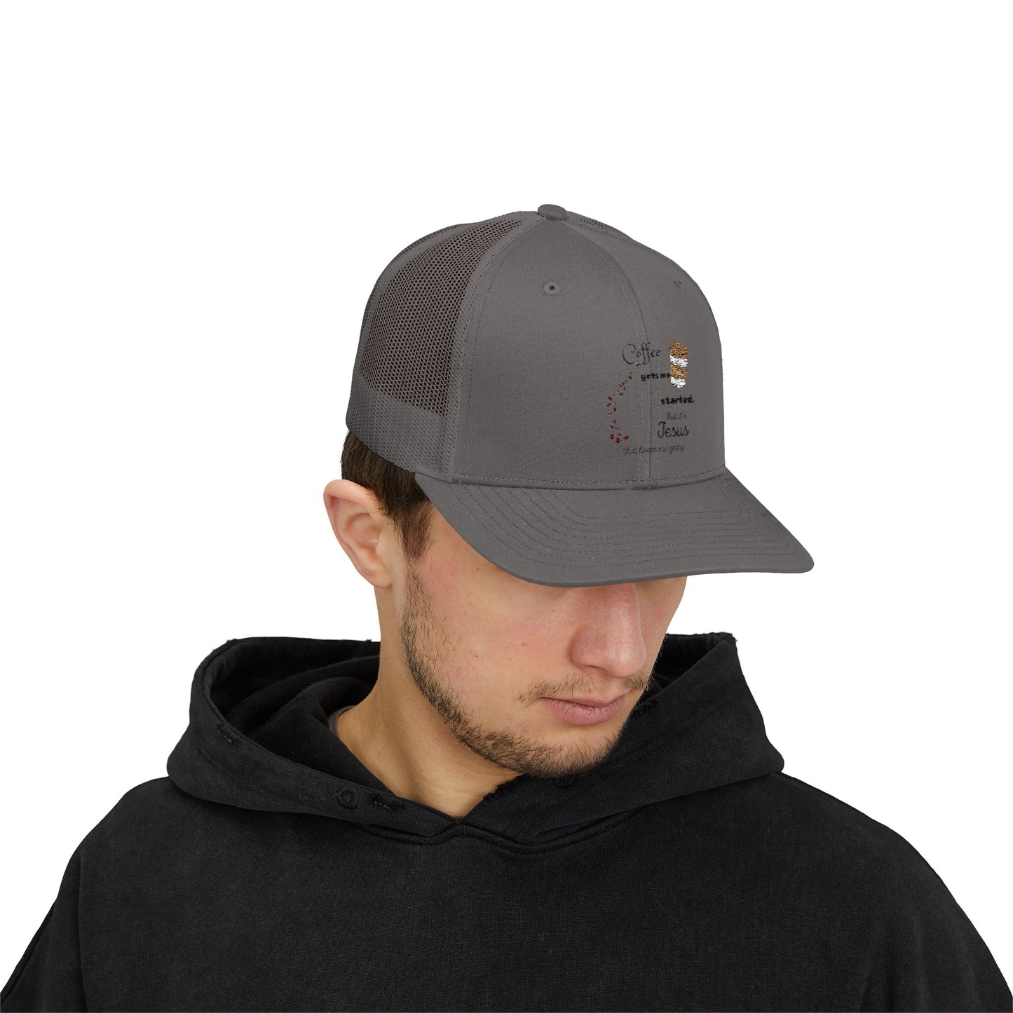 Coffee & Jesus Snapback Trucker Cap - Motivational Hat for Coffee Lovers