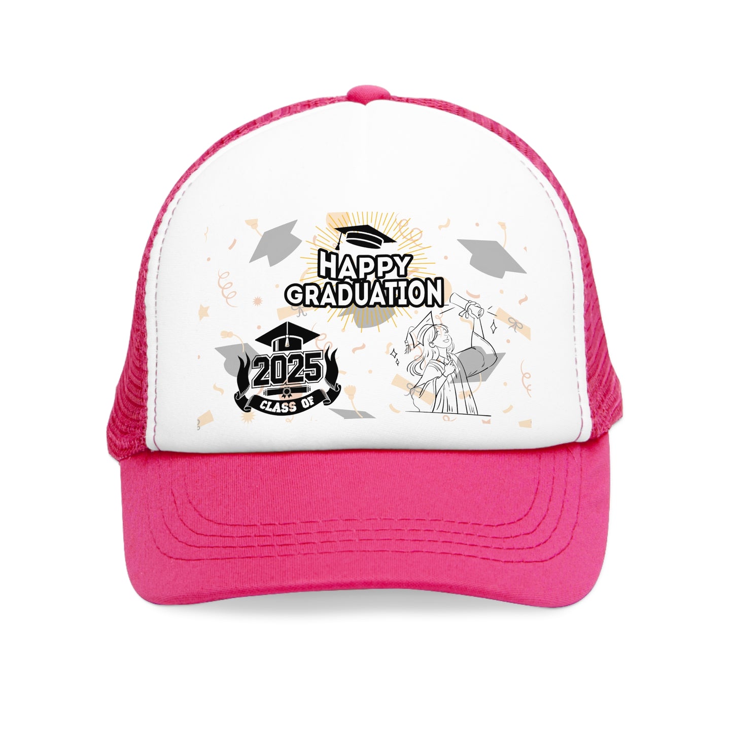Happy Graduation Mesh Cap | 2025 Class of Trucker Hat | Perfect for Graduates