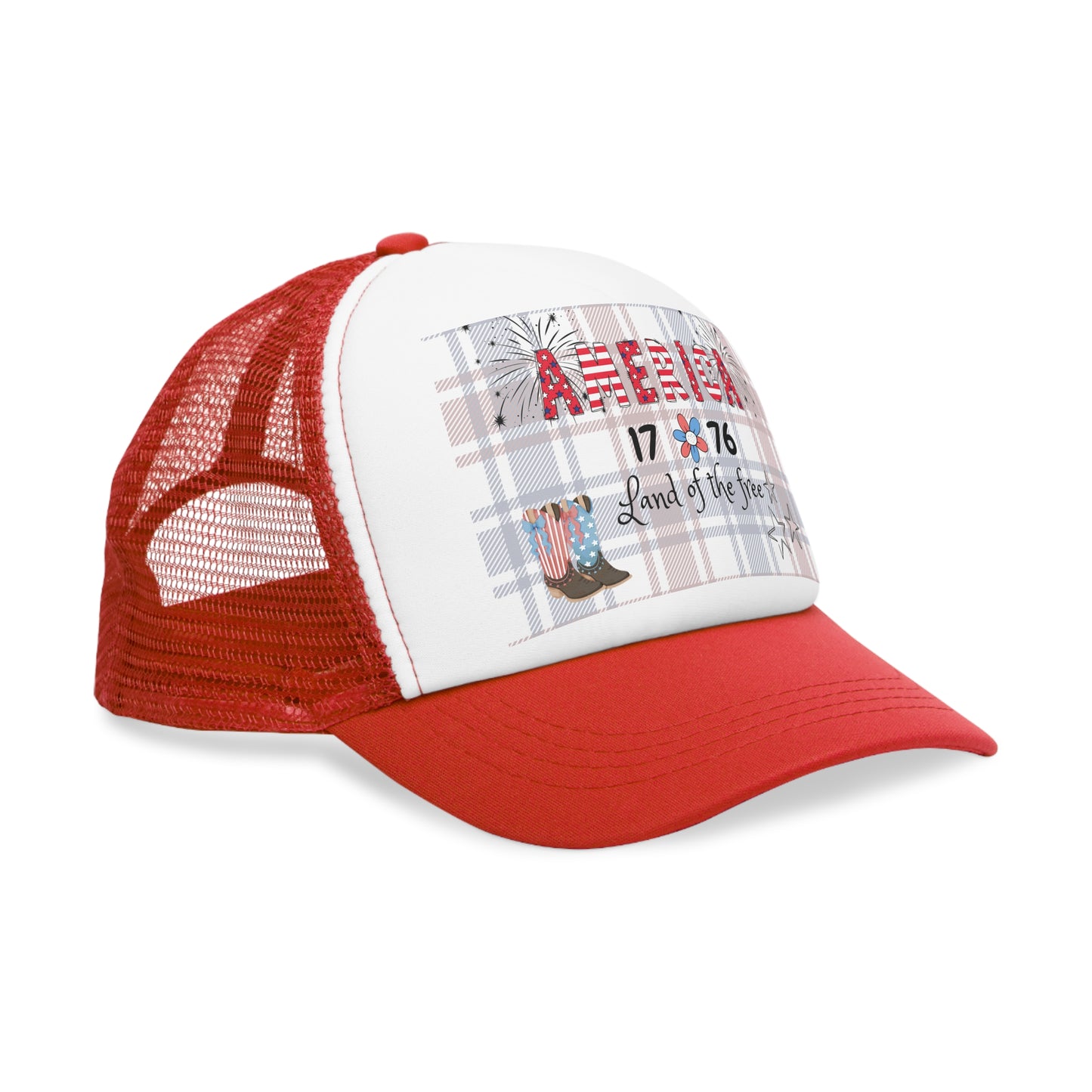 Patriotic Mesh Cap, USA Trucker Hat, 4th of July Gift, Independence Day Apparel, America Land of the Free Hat