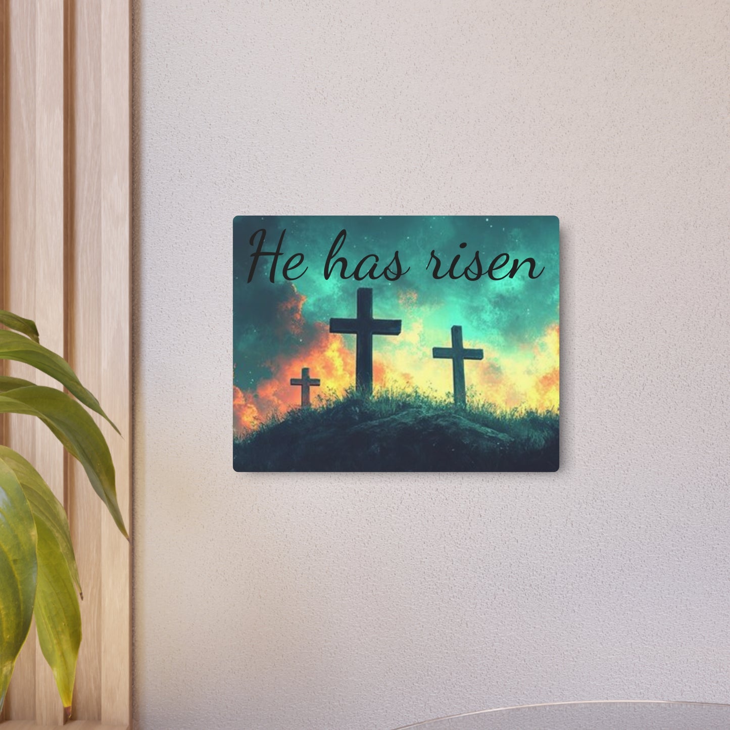 Inspirational Metal Art Sign with Cross Design