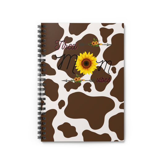 Tired Mom Vibes Spiral Notebook - Cute Cow Print Journal for Busy Moms