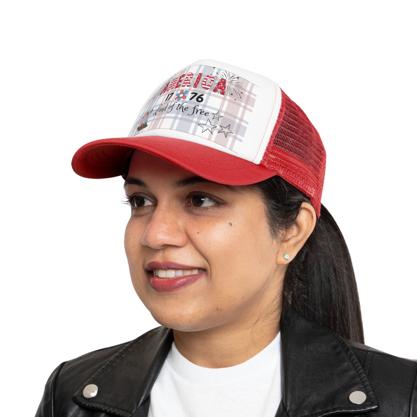 Patriotic Mesh Cap, USA Trucker Hat, 4th of July Gift, Independence Day Apparel, America Land of the Free Hat