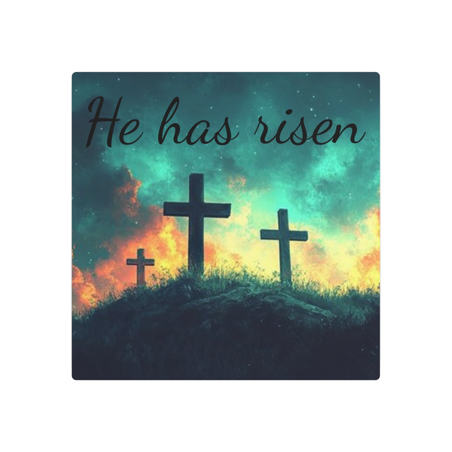 Inspirational Metal Art Sign with Cross Design
