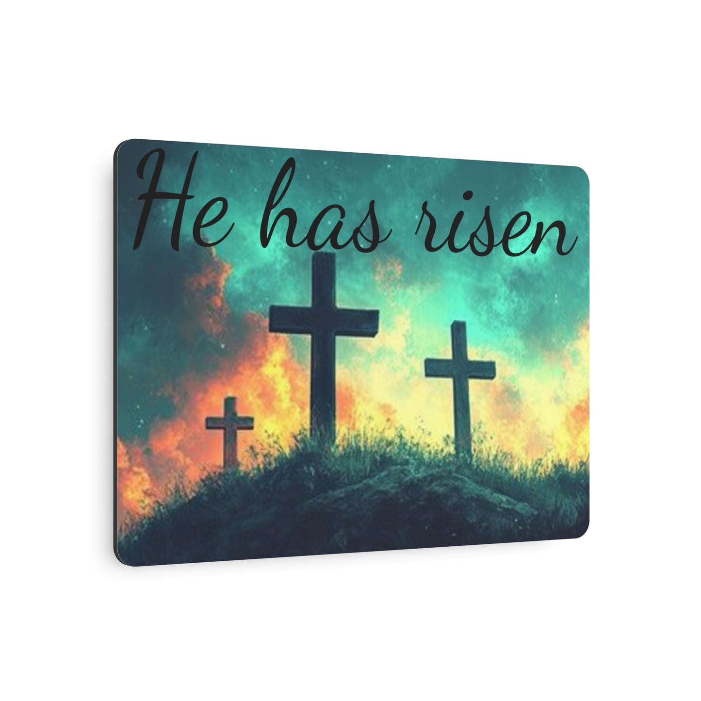 Inspirational Metal Art Sign with Cross Design