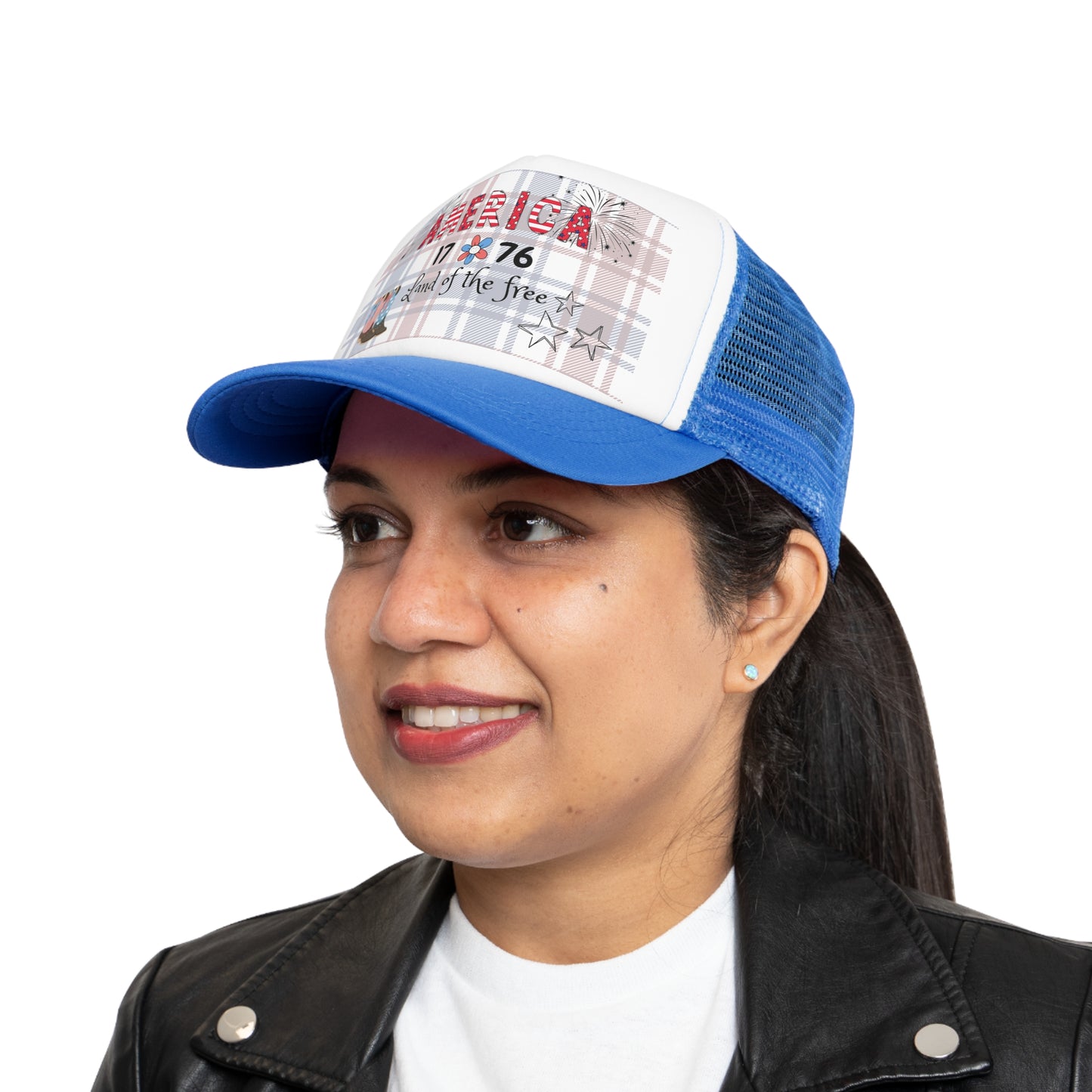 Patriotic Mesh Cap, USA Trucker Hat, 4th of July Gift, Independence Day Apparel, America Land of the Free Hat
