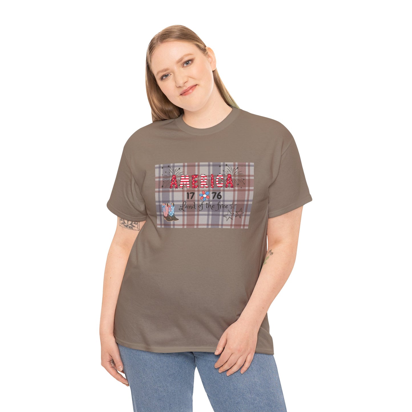 Patriotic Unisex Heavy Cotton Tee | America 1776 Land of the Free