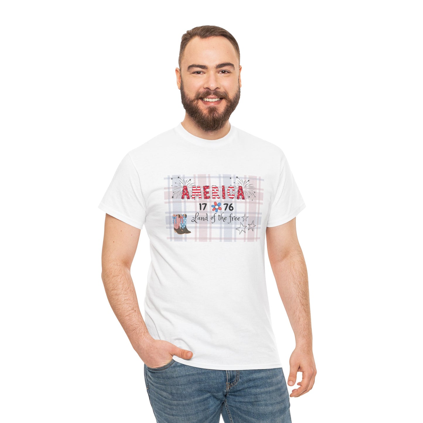 Patriotic Unisex Heavy Cotton Tee | America 1776 Land of the Free