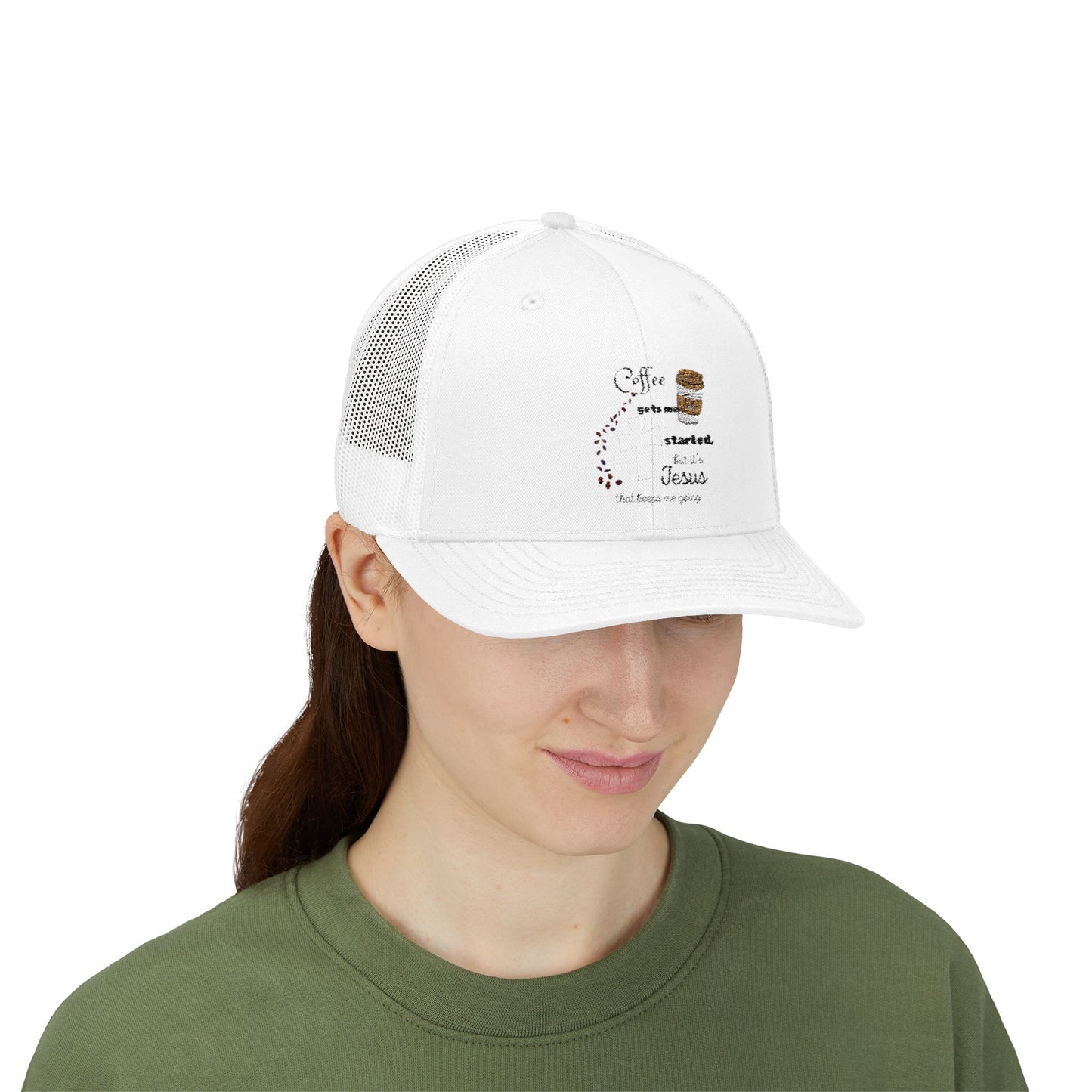 Coffee & Jesus Snapback Trucker Cap - Motivational Hat for Coffee Lovers