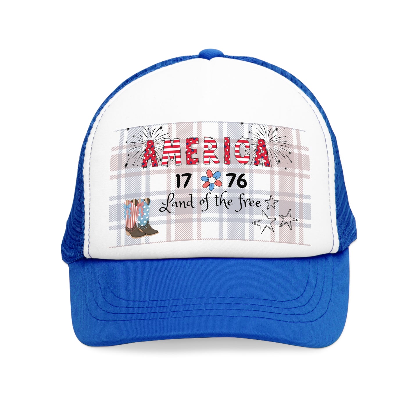 Patriotic Mesh Cap, USA Trucker Hat, 4th of July Gift, Independence Day Apparel, America Land of the Free Hat