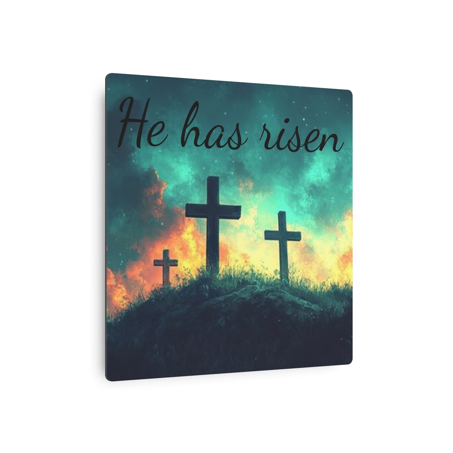 Inspirational Metal Art Sign with Cross Design