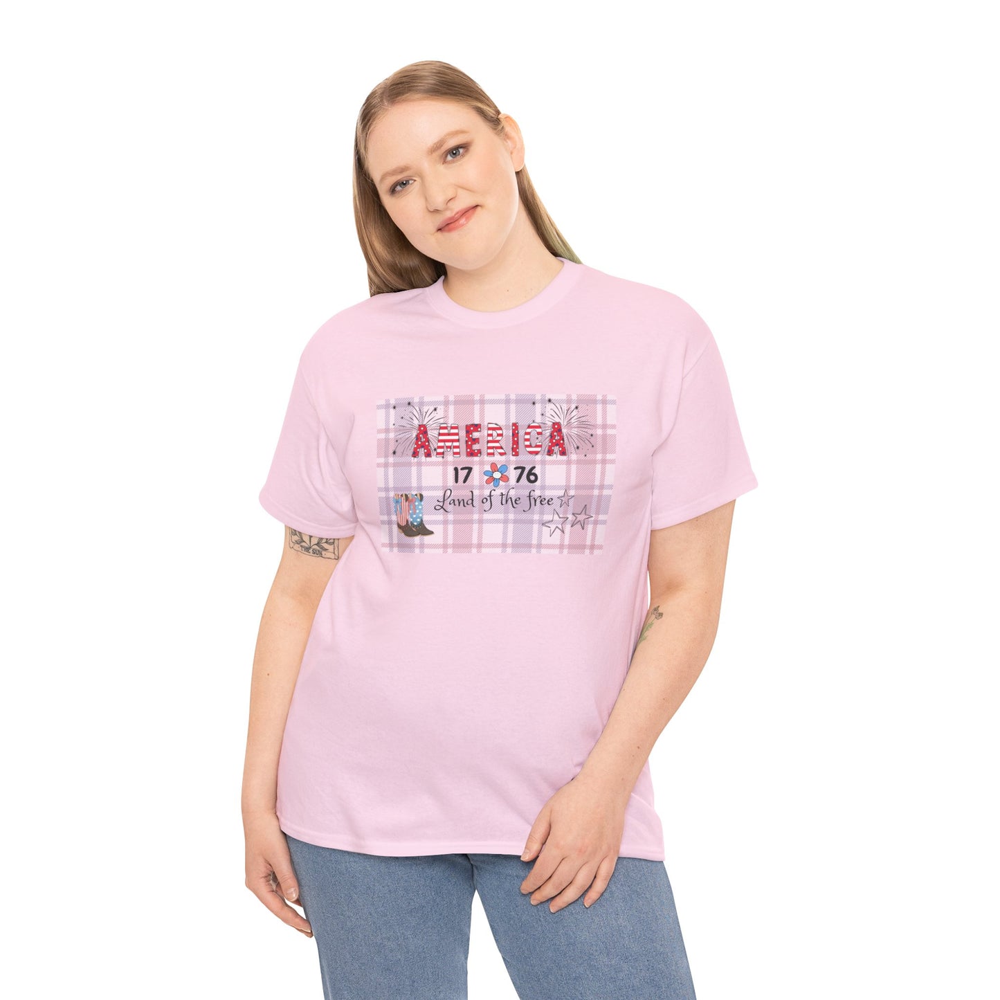 Patriotic Unisex Heavy Cotton Tee | America 1776 Land of the Free