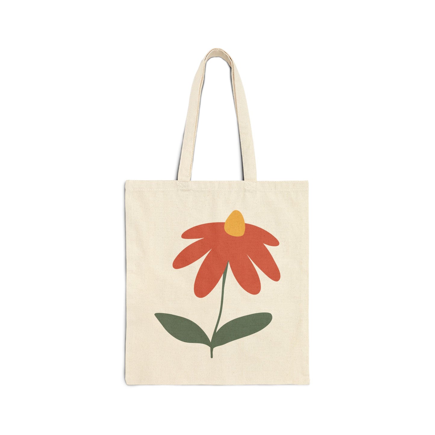 Floral Cotton Canvas Tote Bag - Eco-Friendly Shopping & Everyday Use