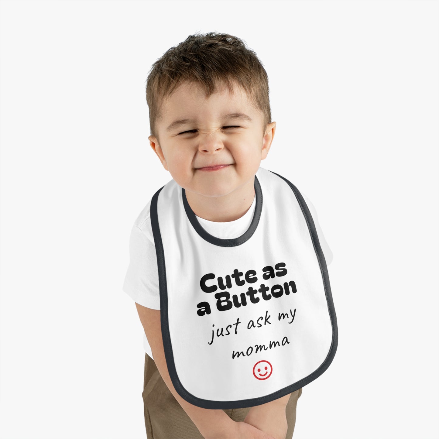 Cute as a Button Baby Bib - Stylish Jersey Bib for Messy Eaters