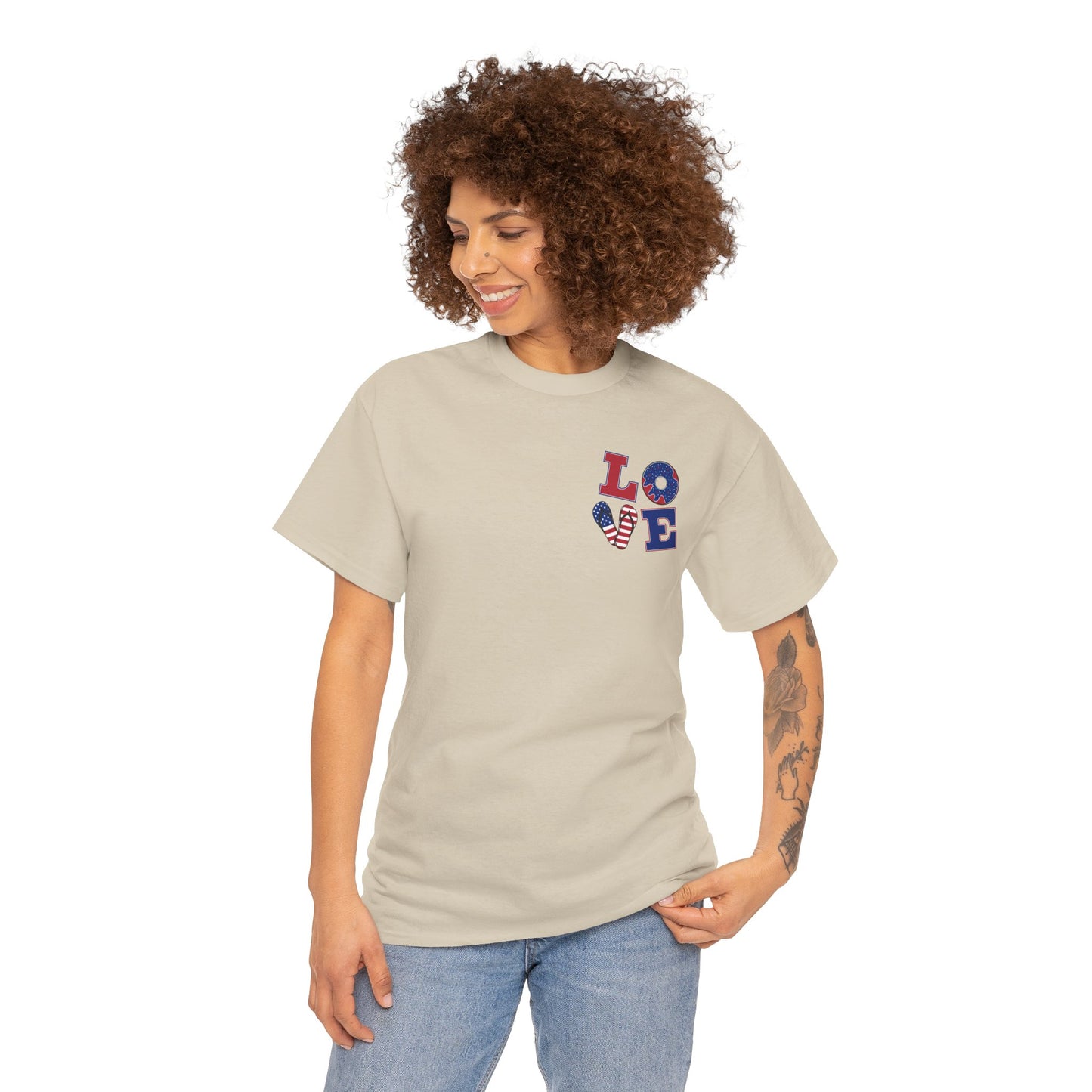 Patriotic Love Unisex Heavy Cotton Tee - God Bless the USA Design