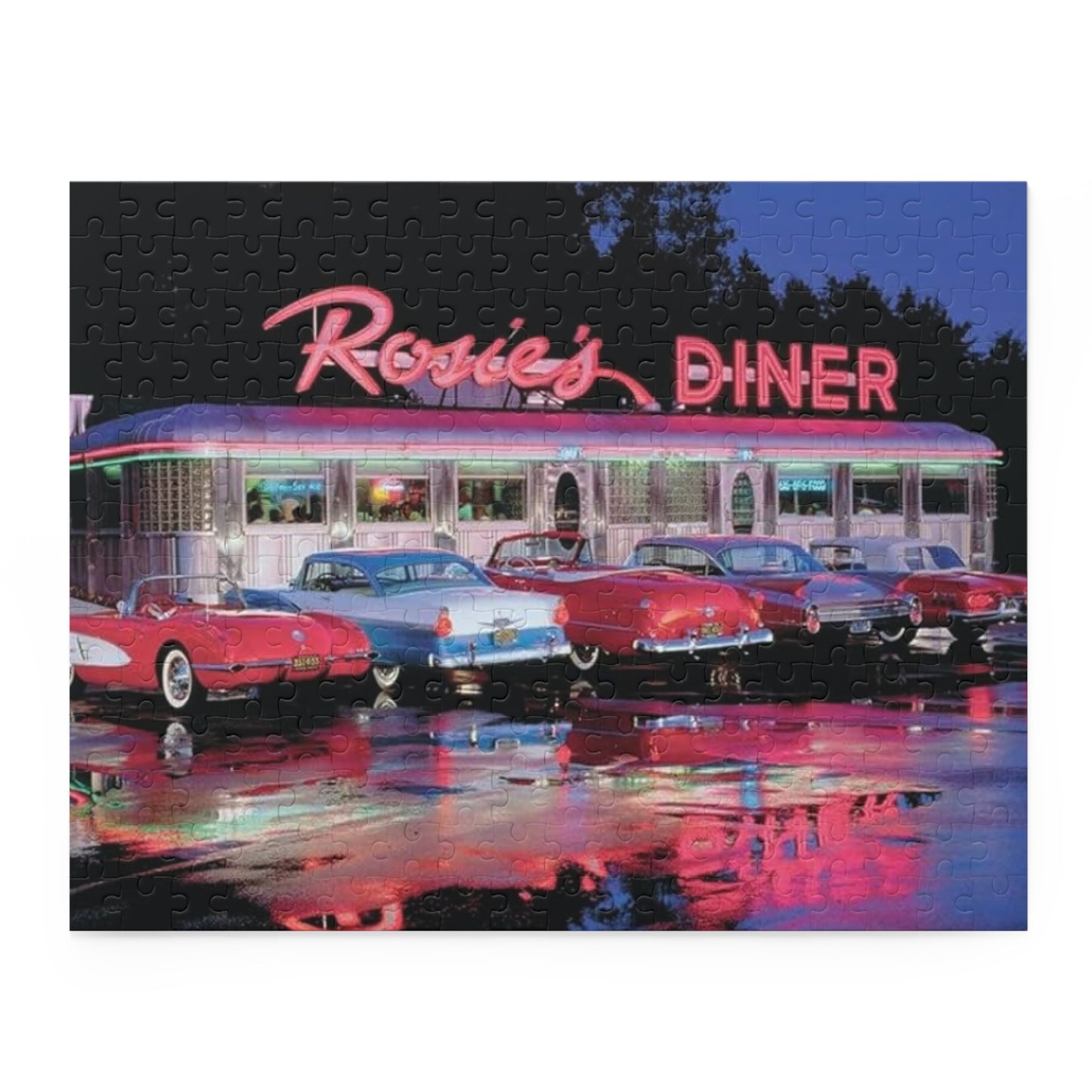 Rosie's Diner Vintage Puzzle - 120, 252, 500-Piece Options - Nostalgic Retro Scene for Family Fun and Relaxation
