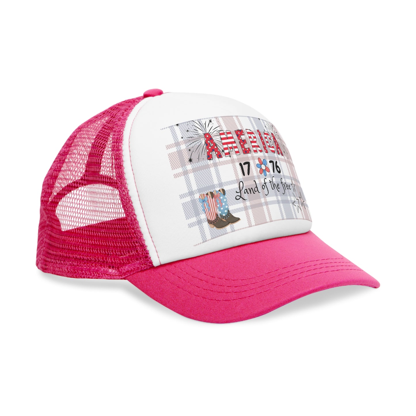 Patriotic Mesh Cap, USA Trucker Hat, 4th of July Gift, Independence Day Apparel, America Land of the Free Hat