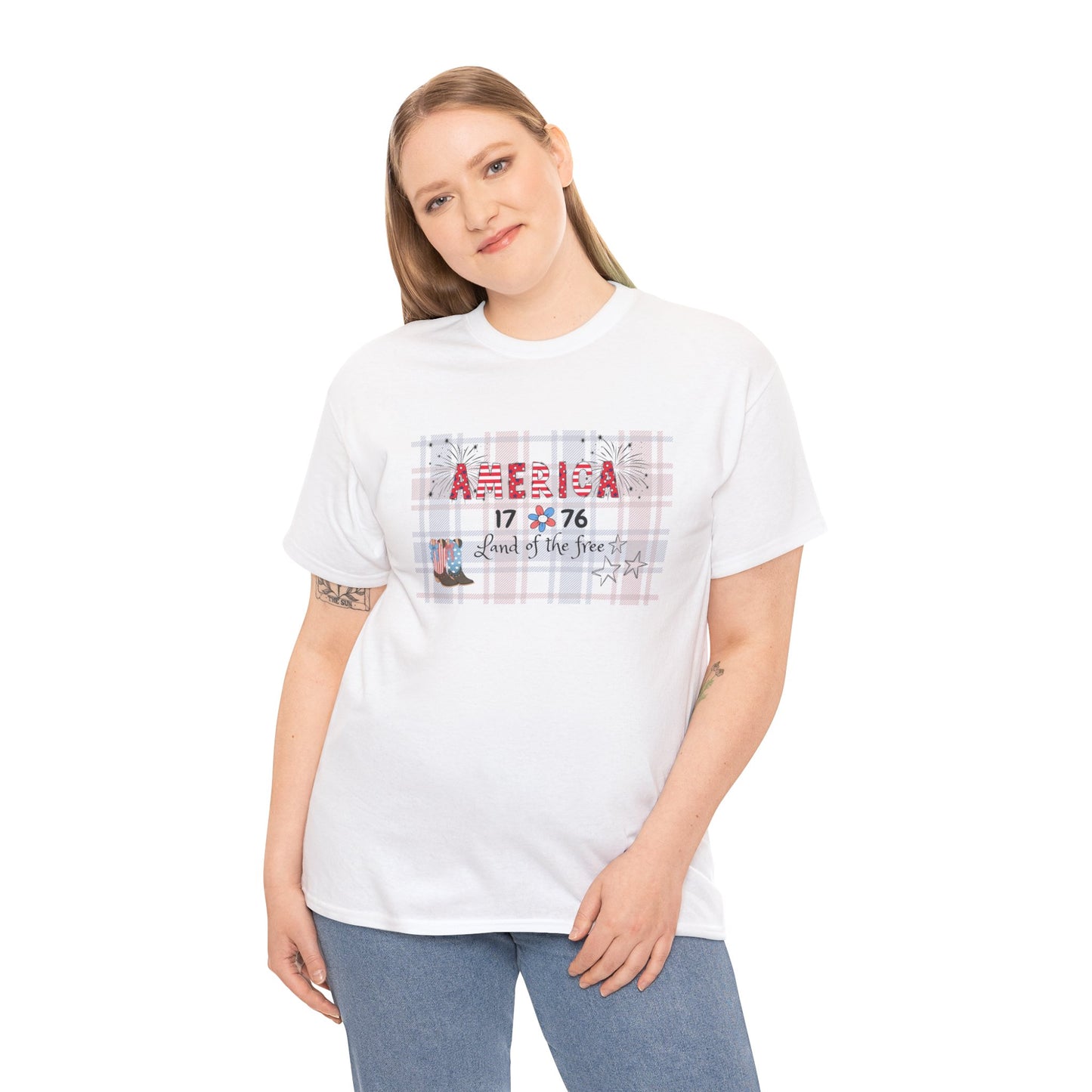 Patriotic Unisex Heavy Cotton Tee | America 1776 Land of the Free