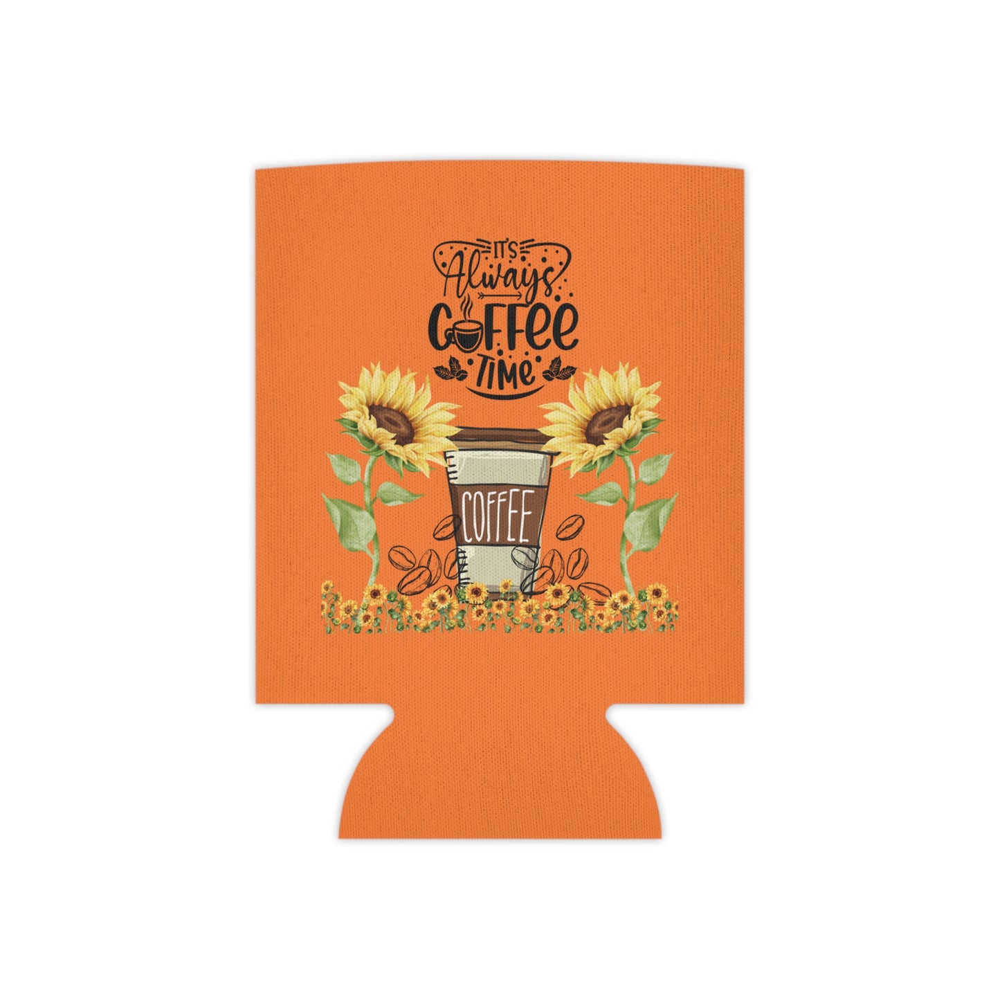 Coffee Time Can Cooler | Sunflower Design, Floral Drink Sleeve, Perfect Gift for Coffee Lovers, Outdoor Events, Summer Parties