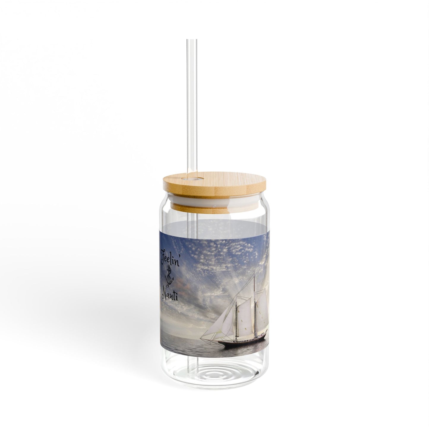 Nautical Sipper Glass, Eco-Friendly Drinking Jar, Coastal Decor, Perfect for Summer Parties, Beach Lovers Gift, Outdoor Adventures