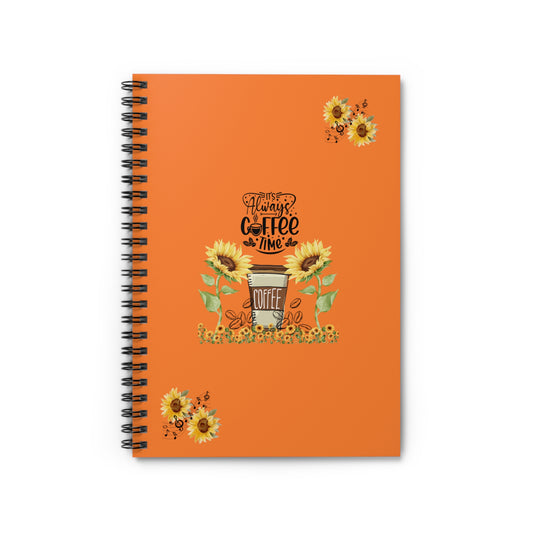 Sunflower Coffee Spiral Notebook - Perfect for Journaling, Gift for Coffee Lovers, Back to School, Fall Decor, Study Supplies, Floral Design
