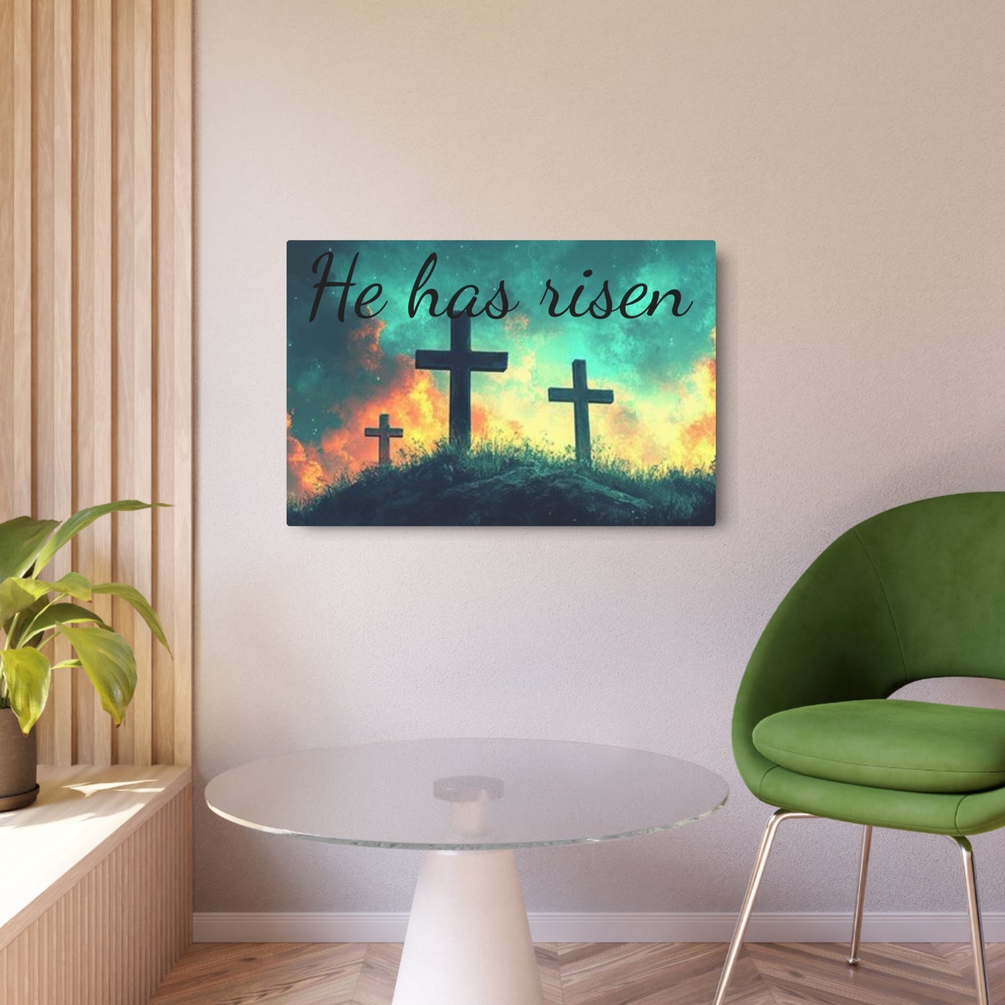 Inspirational Metal Art Sign with Cross Design