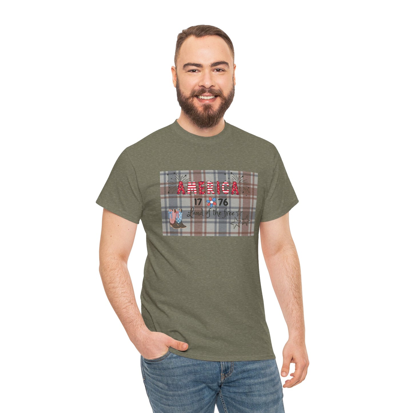 Patriotic Unisex Heavy Cotton Tee | America 1776 Land of the Free