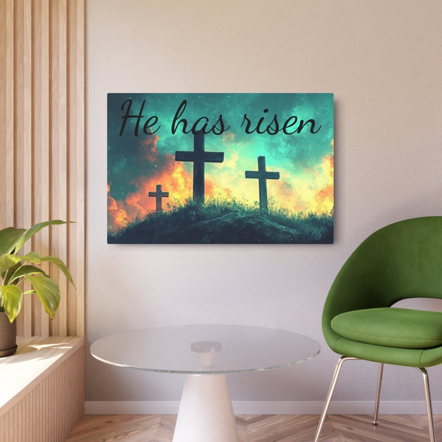 Inspirational Metal Art Sign with Cross Design