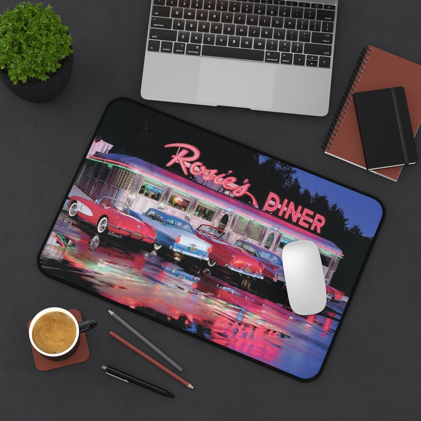 Retro Diner Desk Mat - Classic Cars & Nostalgic Vibes for Home Office