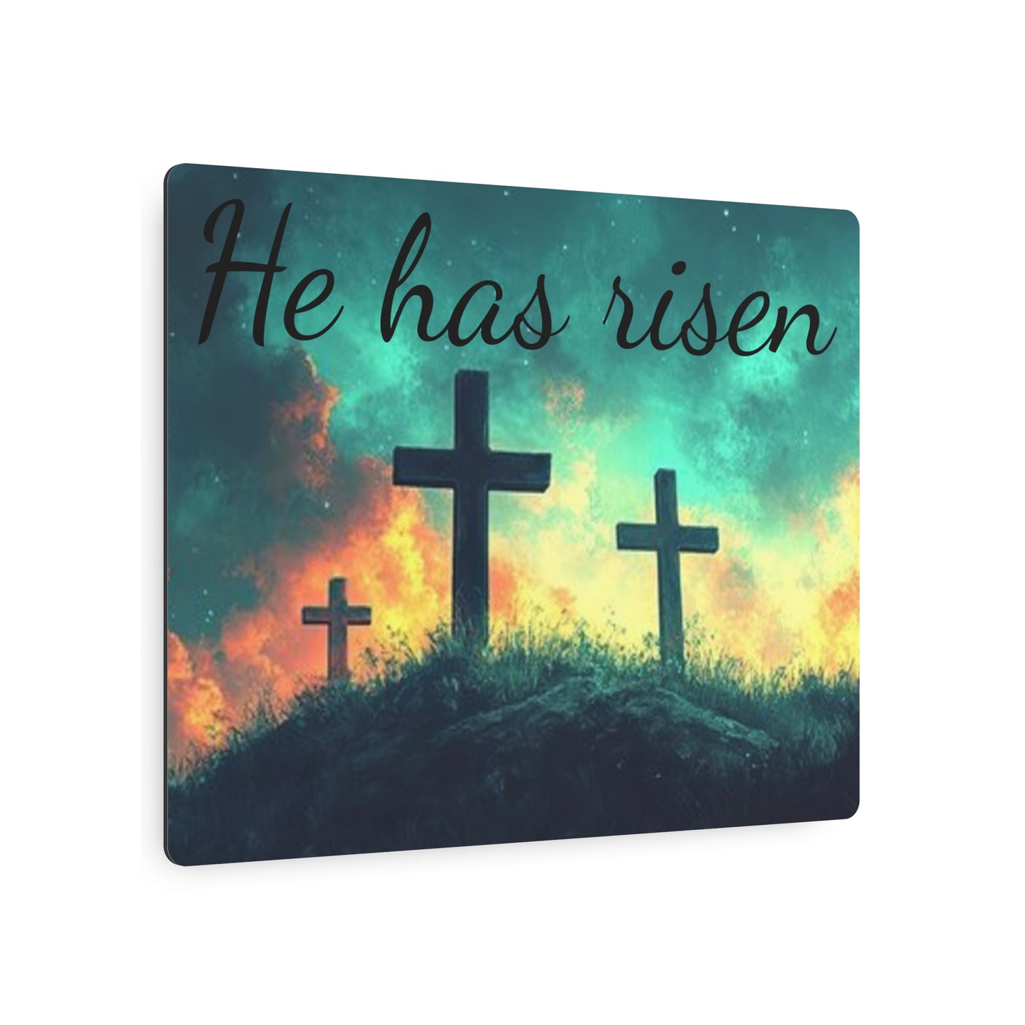 Inspirational Metal Art Sign with Cross Design