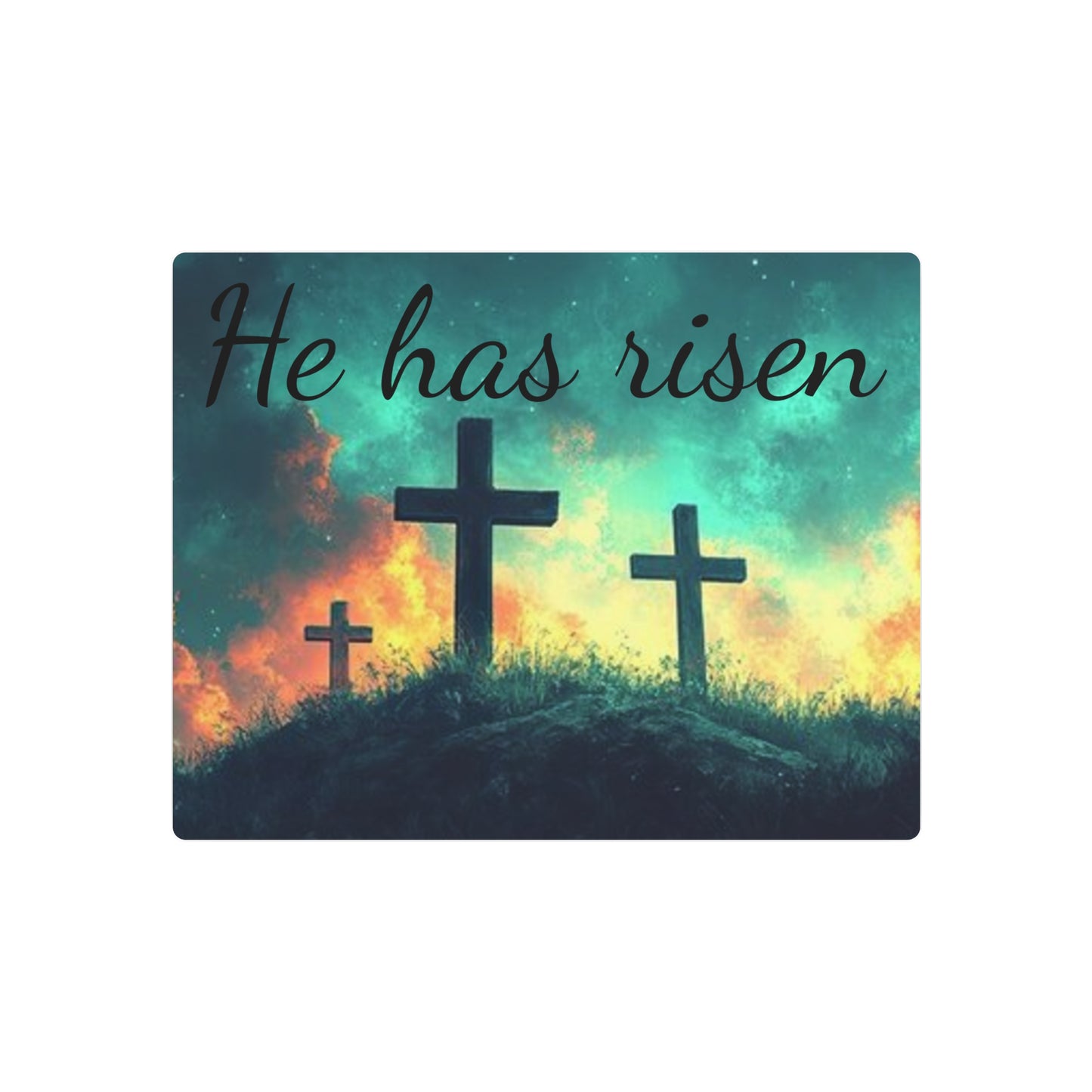 Inspirational Metal Art Sign with Cross Design